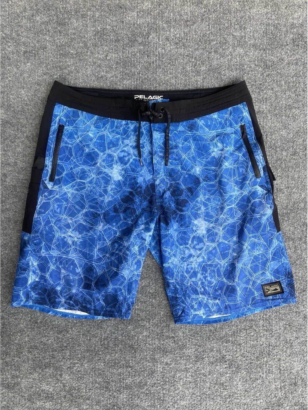 Pelagic Men’s Size 36 Blue Black High Performance Fishing Board Shorts Swim